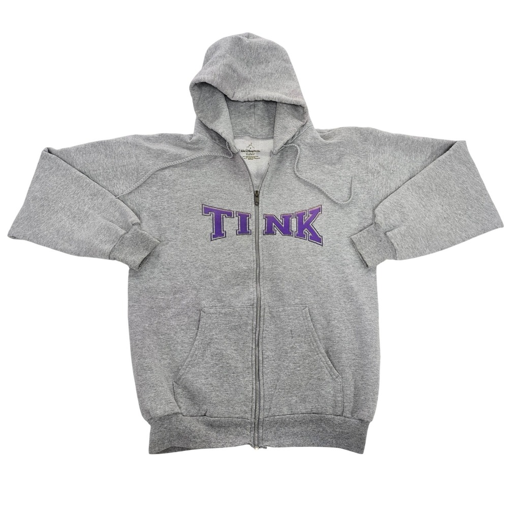 Walt Disney World Hanes Tinker Bell Tink Gray Full Zip Hoodie‎ Sweatshirt Small